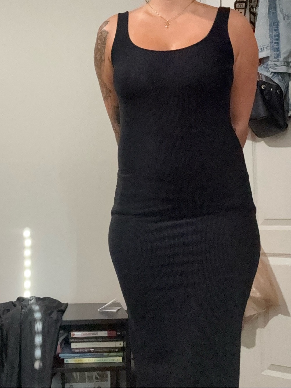 Black Sleeveless Tank Midi Dress - Women